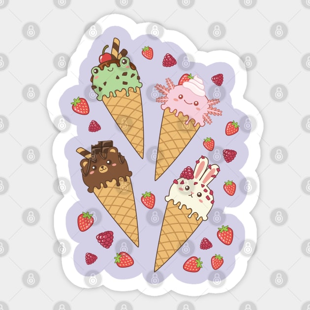 Cute Ice Cream Animals Sticker by ElectricFangs